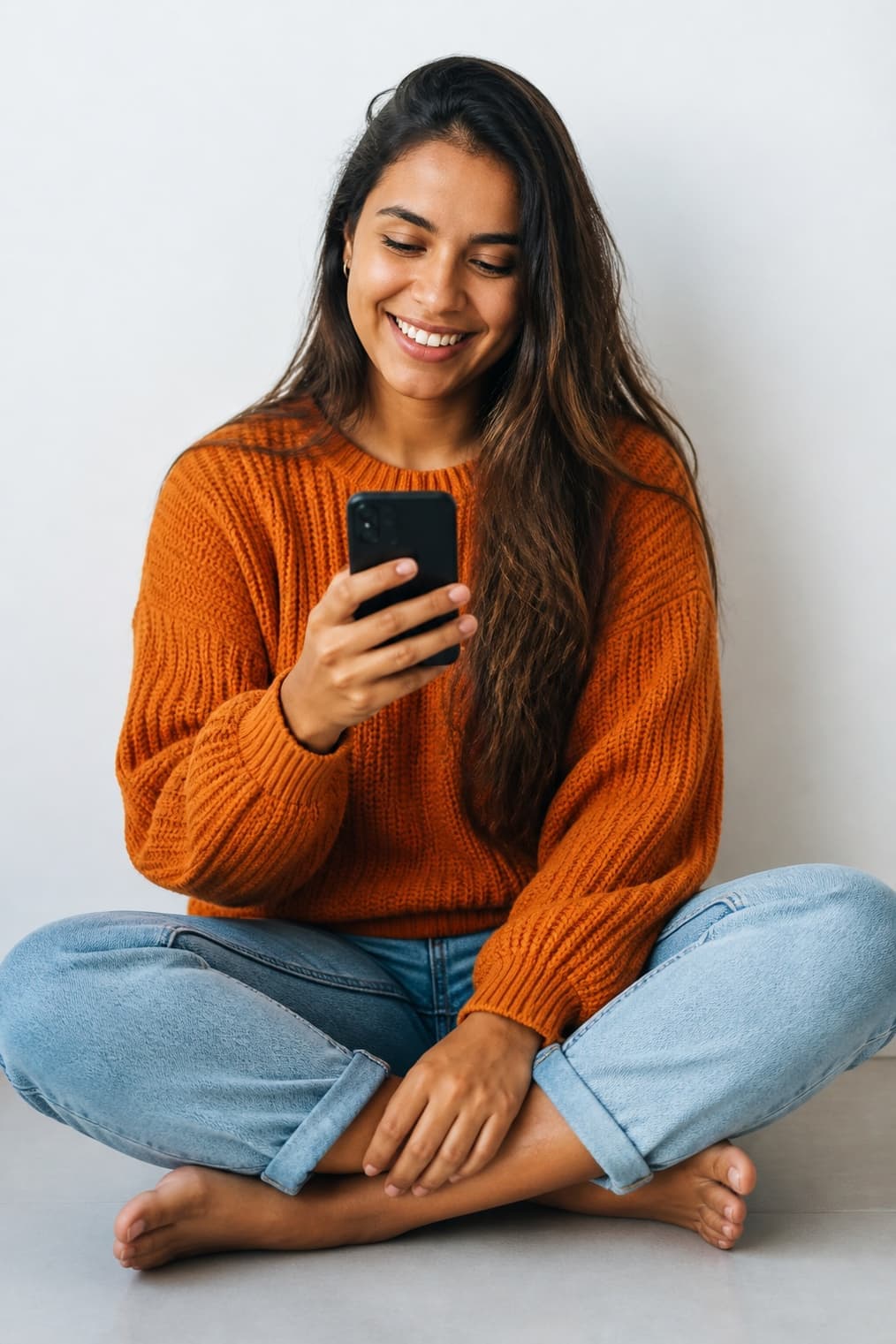 Brasileira usando a comunidade Gringoou pelo celular